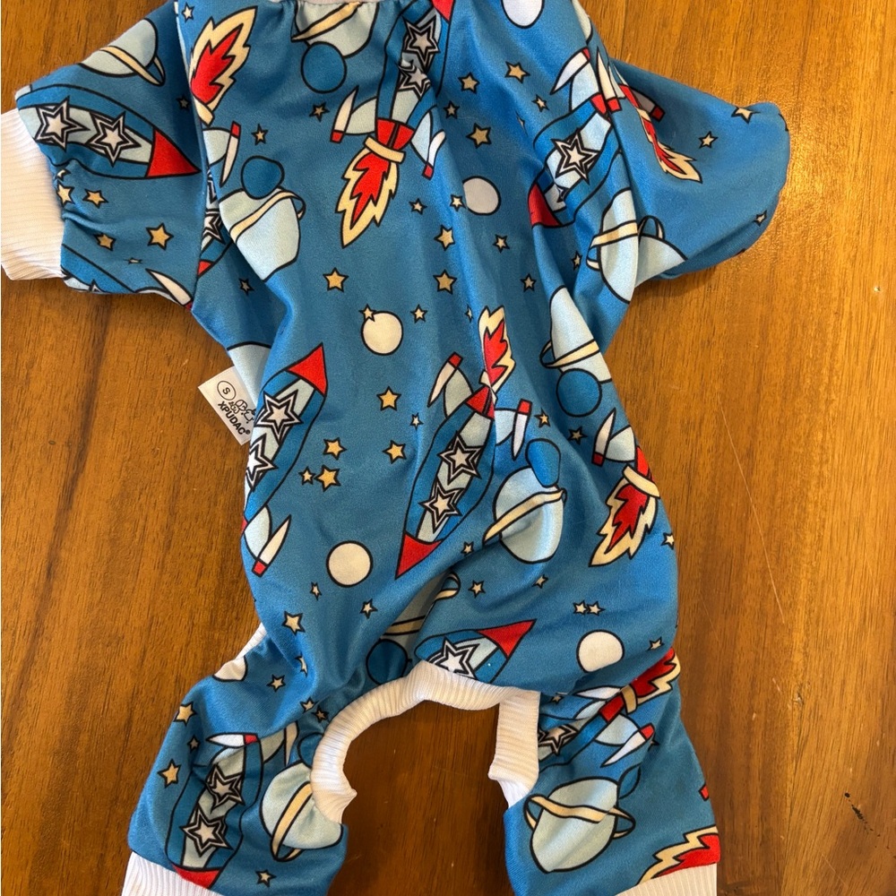 Rocket Print Blue Dog Onesie